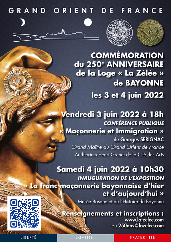 Commémoration du 250e anniversaire de la fondation de la Loge La Zélée, de Bayonne
