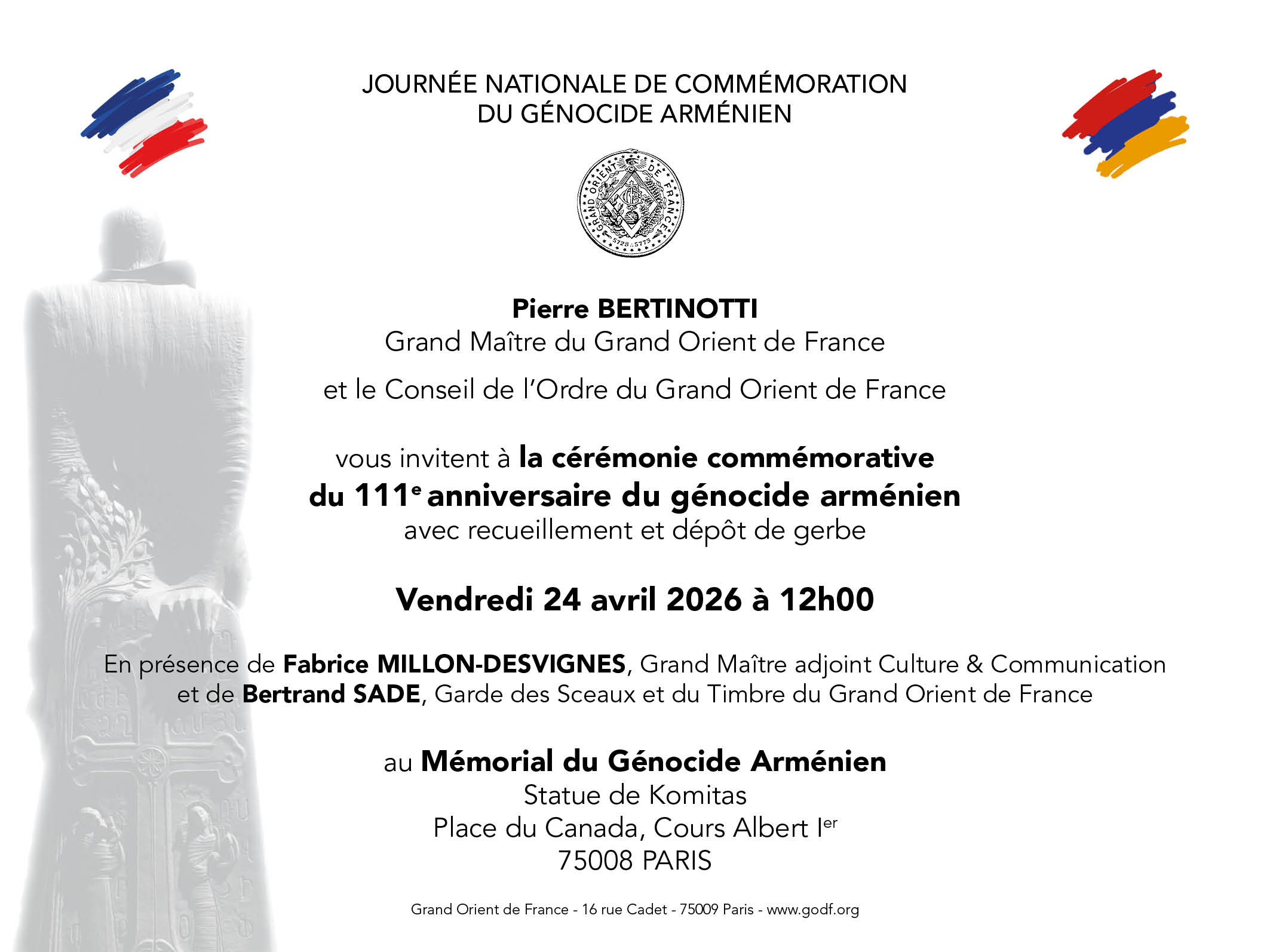 Cérémonie commémorative du 111e anniversaire du génocide arménien