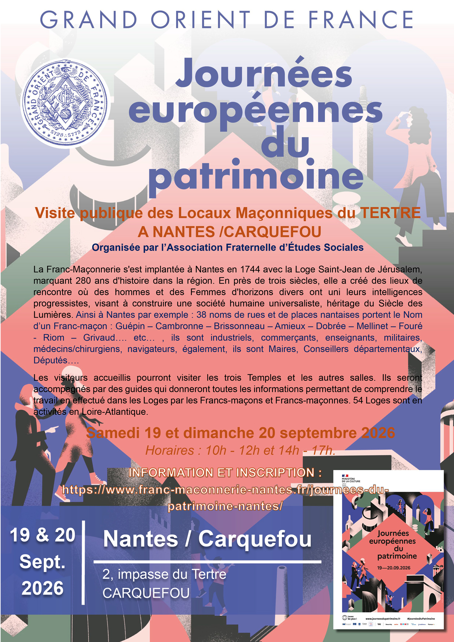 Visite des Temples maçonniques de Nantes / Carquefou (journées européennes du patrimoine 2026)